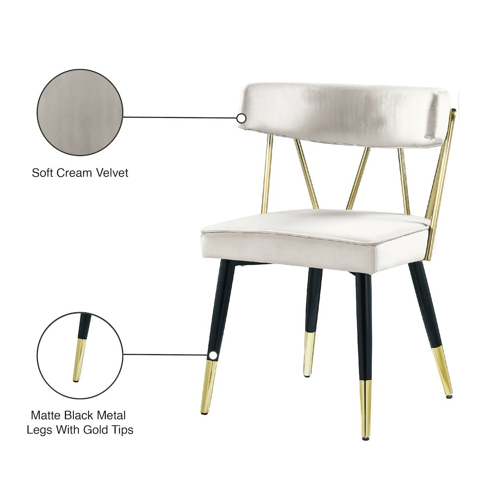 Rheingold Cream Velvet Dining Chair, Set of 2. Picture 7