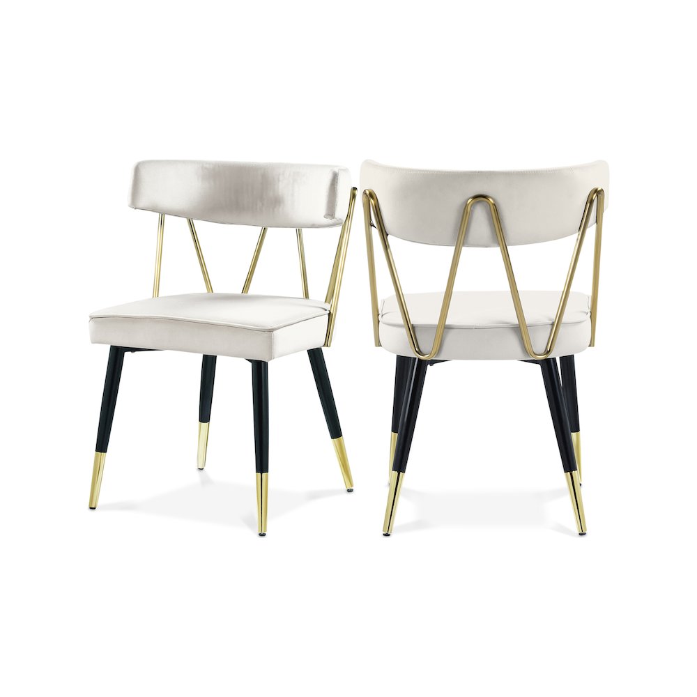 Rheingold Cream Velvet Dining Chair, Set of 2. Picture 1