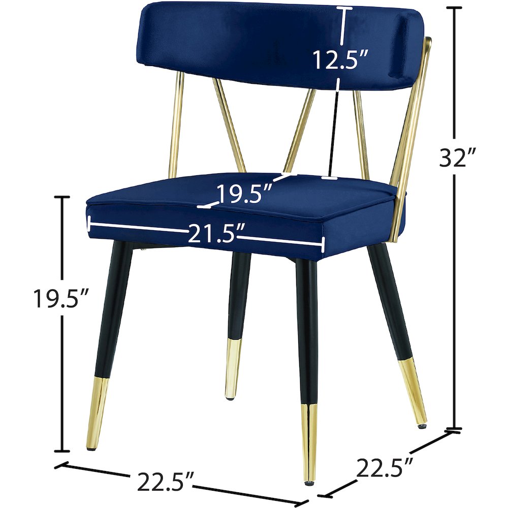 Rheingold Navy Velvet Dining Chair, Set of 2. Picture 6