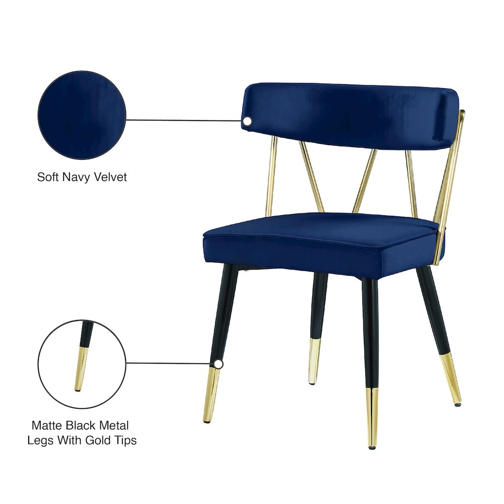 Rheingold Navy Velvet Dining Chair, Set of 2. Picture 7