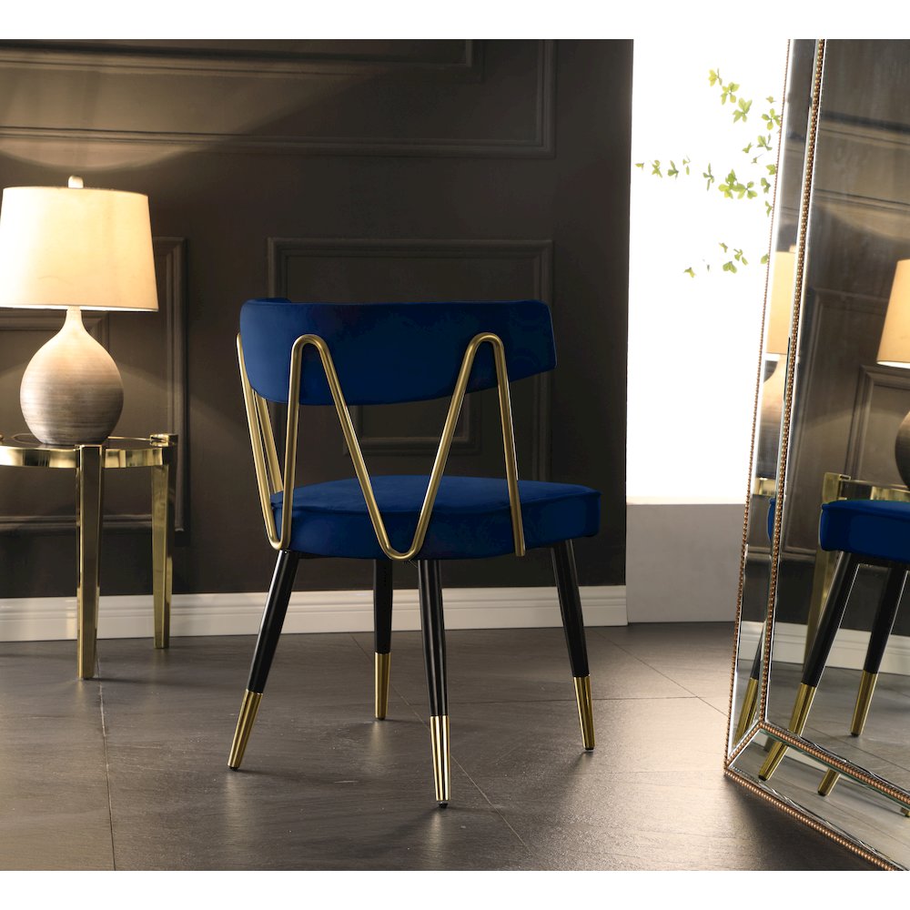 Rheingold Navy Velvet Dining Chair, Set of 2. Picture 2