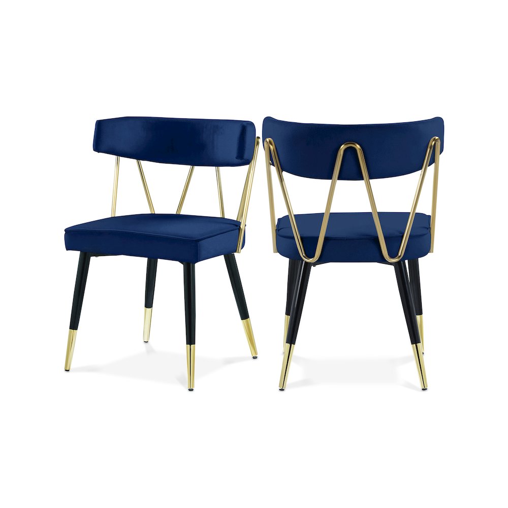 Rheingold Navy Velvet Dining Chair, Set of 2. Picture 1