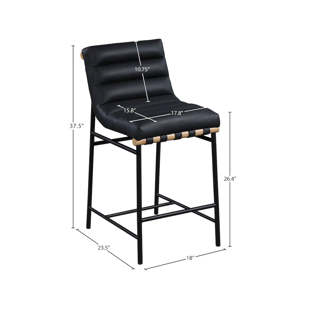 Burke Black Vegan Leather Counter Stool. Picture 6