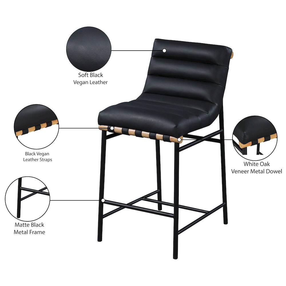 Burke Black Vegan Leather Counter Stool. Picture 7