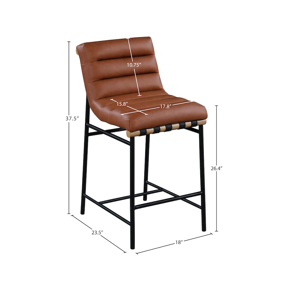 Burke Cognac Vegan Leather Counter Stool. Picture 6