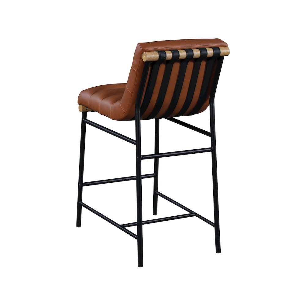 Burke Cognac Vegan Leather Counter Stool. Picture 3