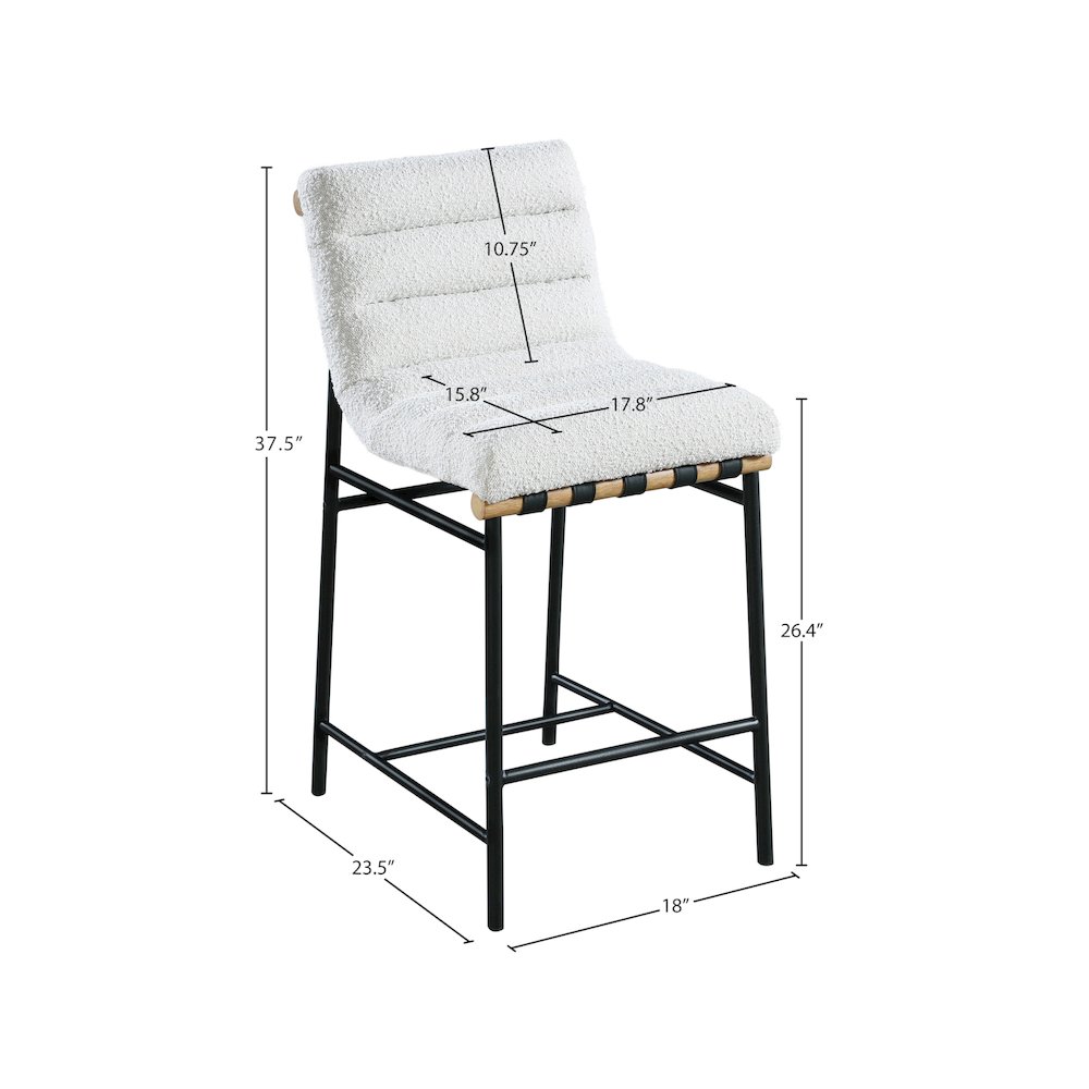 Burke Cream Boucle Fabric Counter Stool. Picture 6