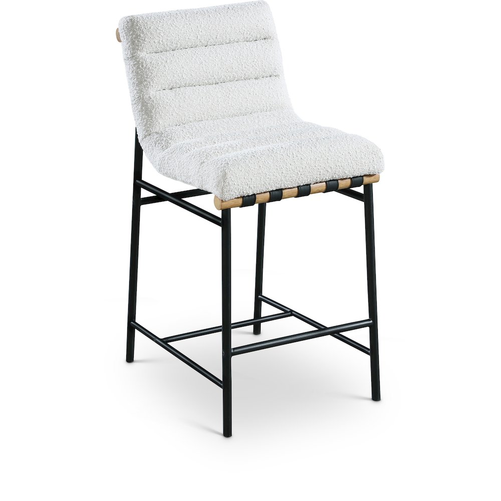 Burke Cream Boucle Fabric Counter Stool. Picture 1