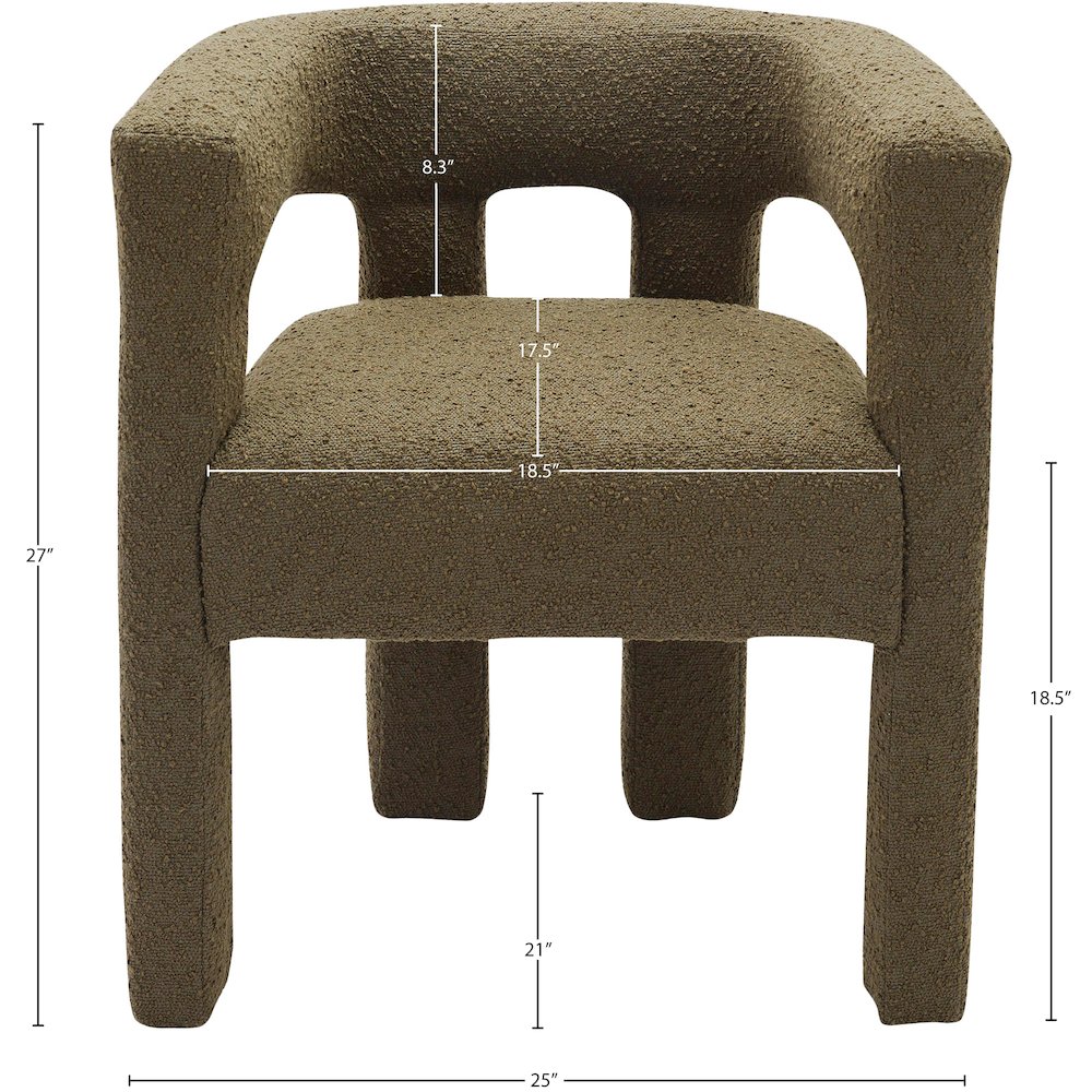 Athena Olive Green Boucle Fabric Accent/Dining Chair. Picture 8
