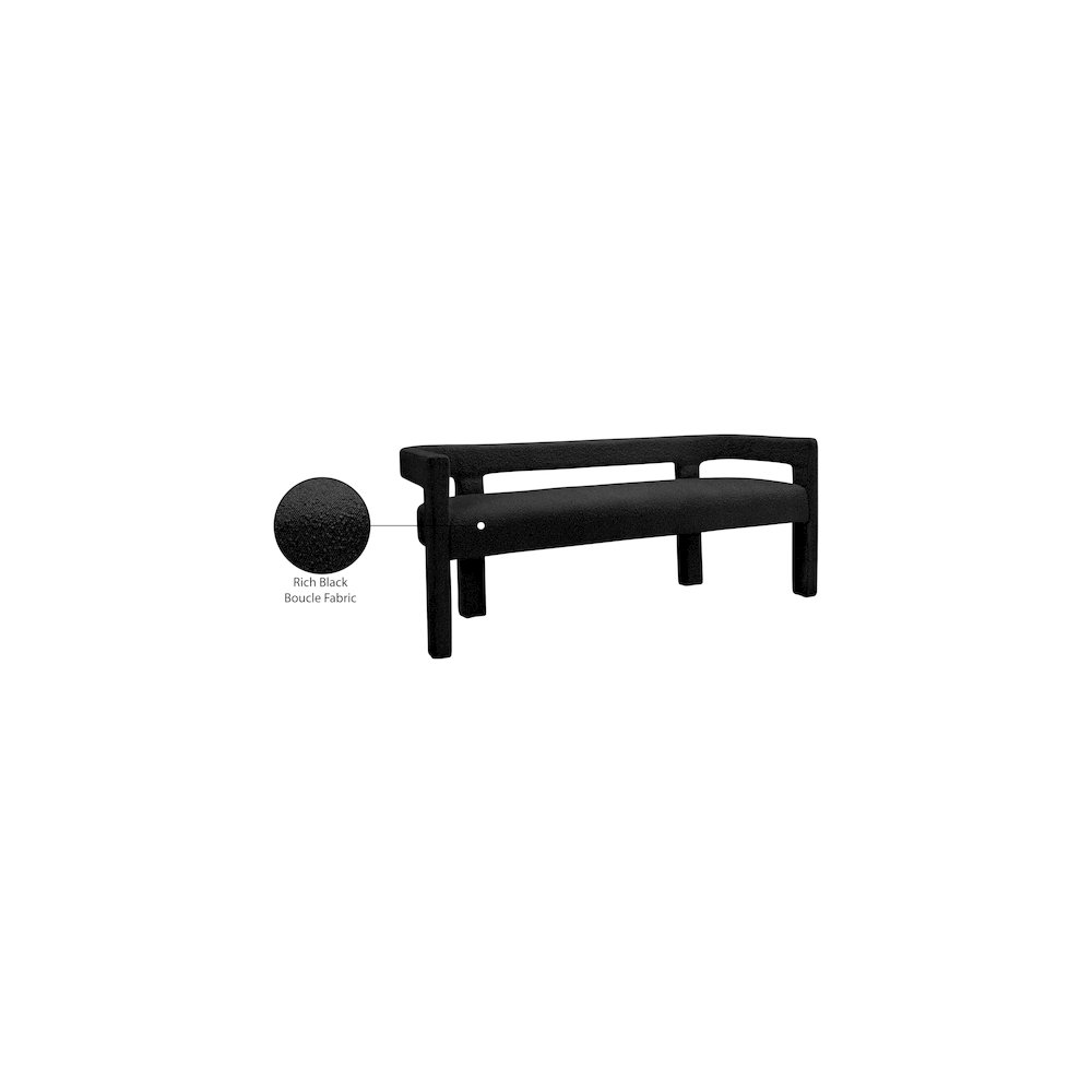 Athena Black Boucle Fabric Bench. Picture 6