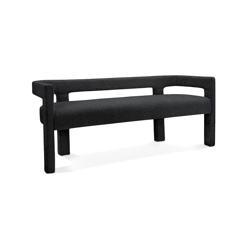 Athena Black Boucle Fabric Bench. Picture 1
