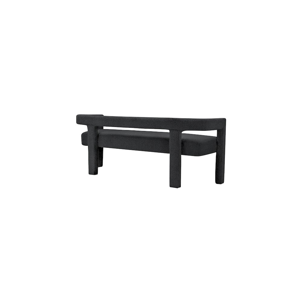 Athena Black Boucle Fabric Bench. Picture 2