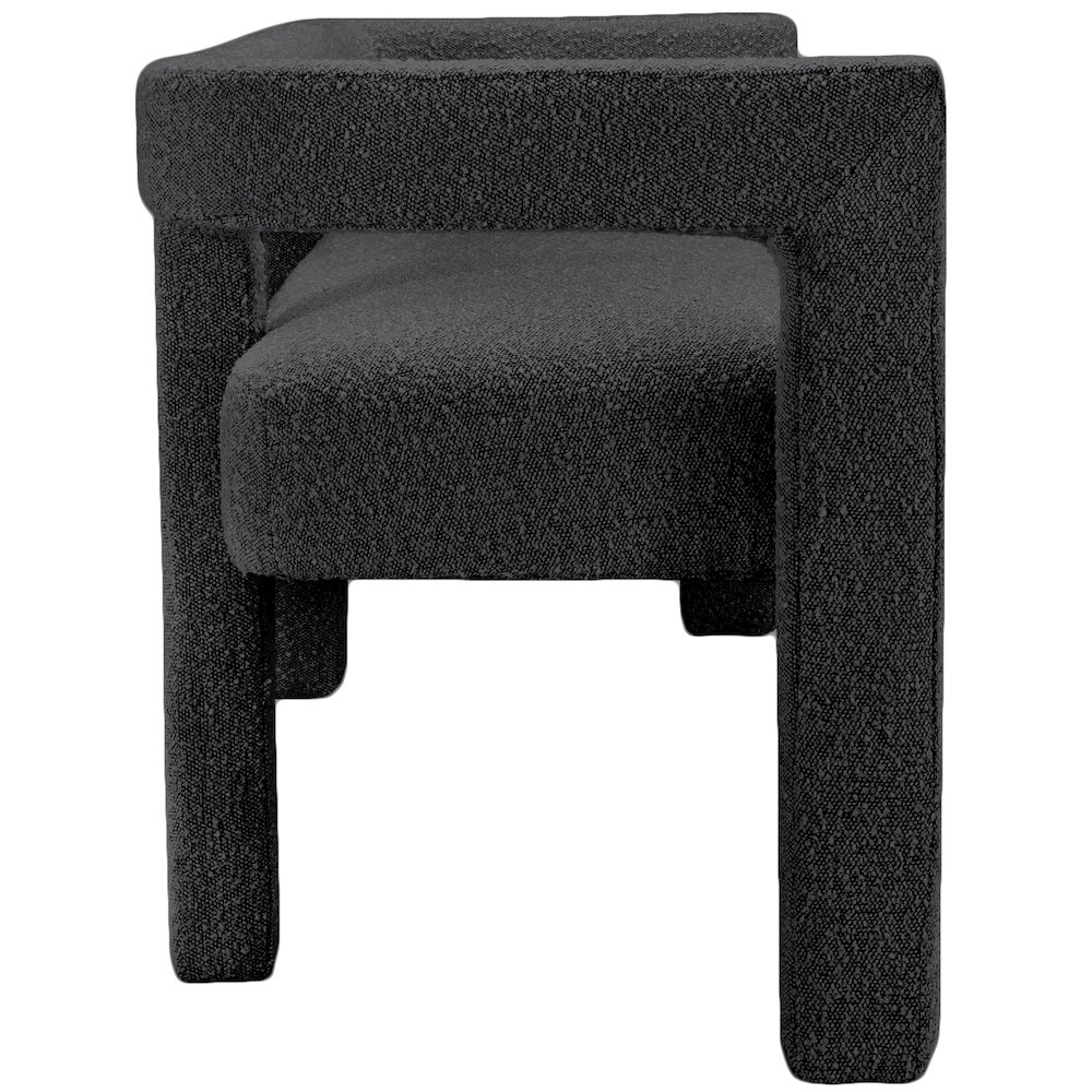 Athena Black Boucle Fabric Bench. Picture 3