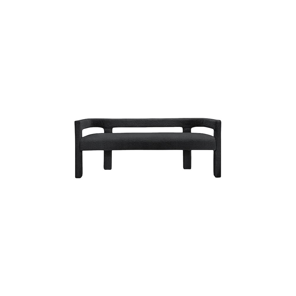 Athena Black Boucle Fabric Bench. Picture 4