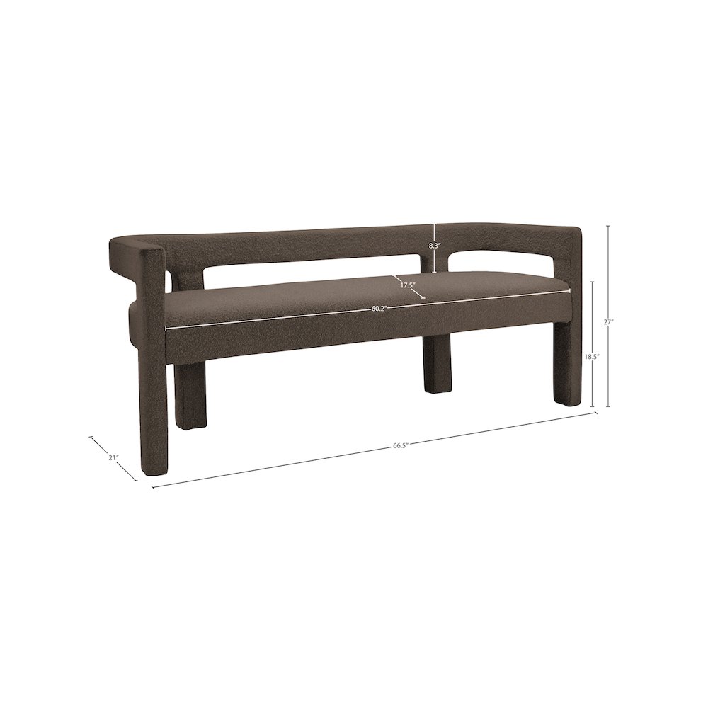 Athena Brown Boucle Fabric Bench. Picture 7