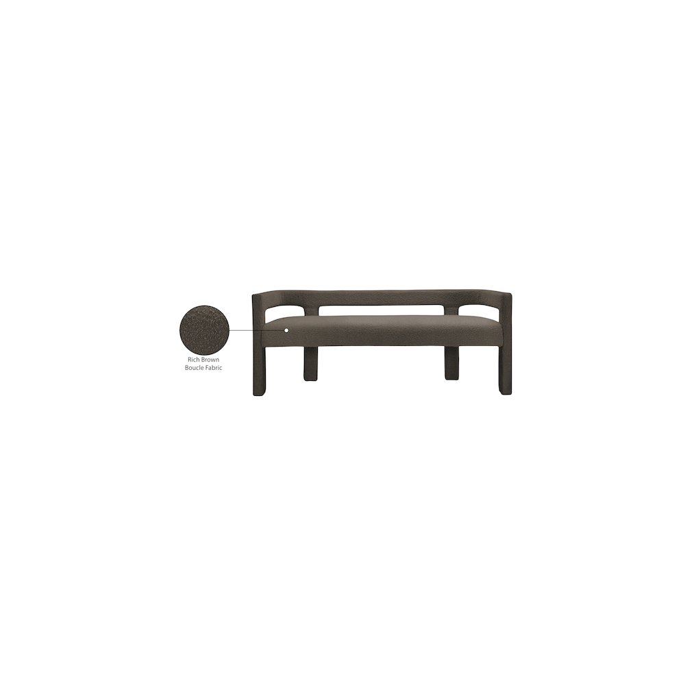 Athena Brown Boucle Fabric Bench. Picture 8