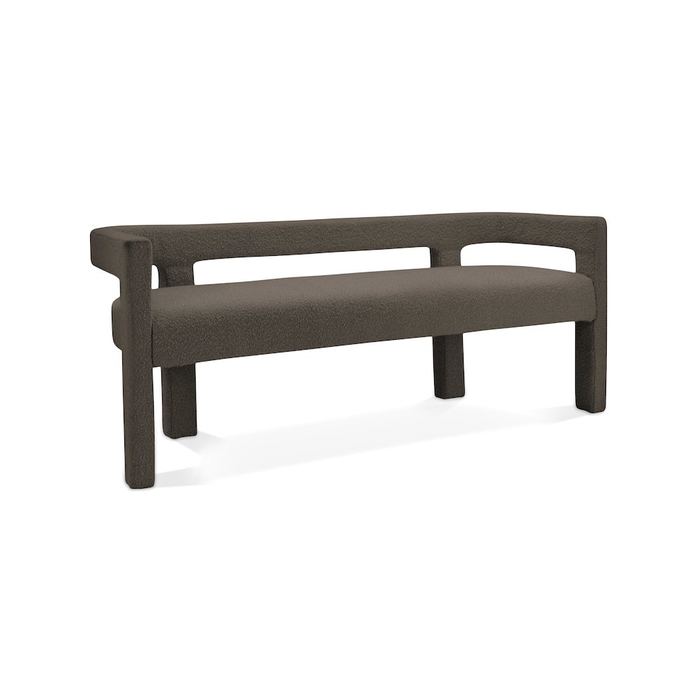 Athena Brown Boucle Fabric Bench. Picture 1