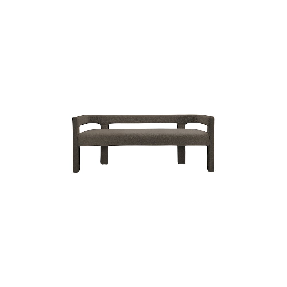 Athena Brown Boucle Fabric Bench. Picture 4