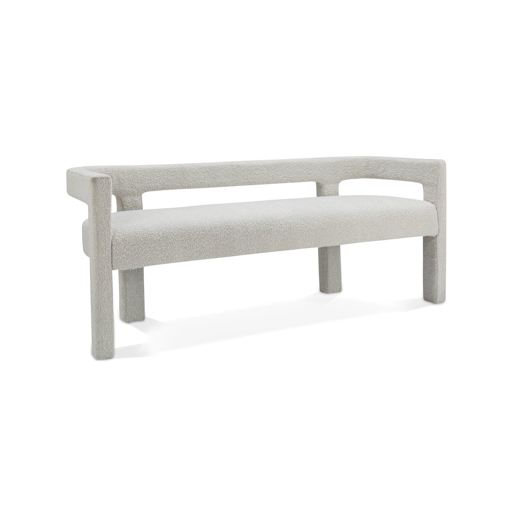 Athena Cream Boucle Fabric Bench. Picture 1