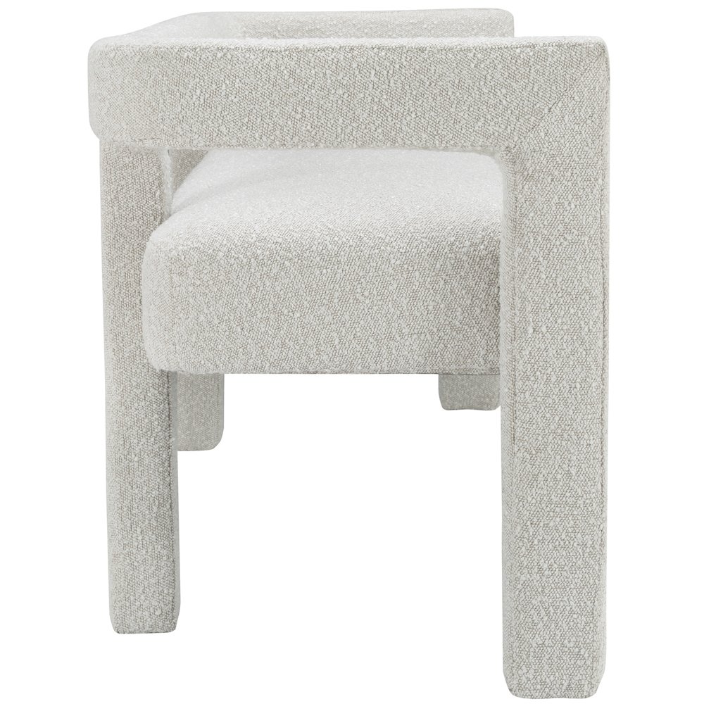 Athena Cream Boucle Fabric Bench. Picture 3