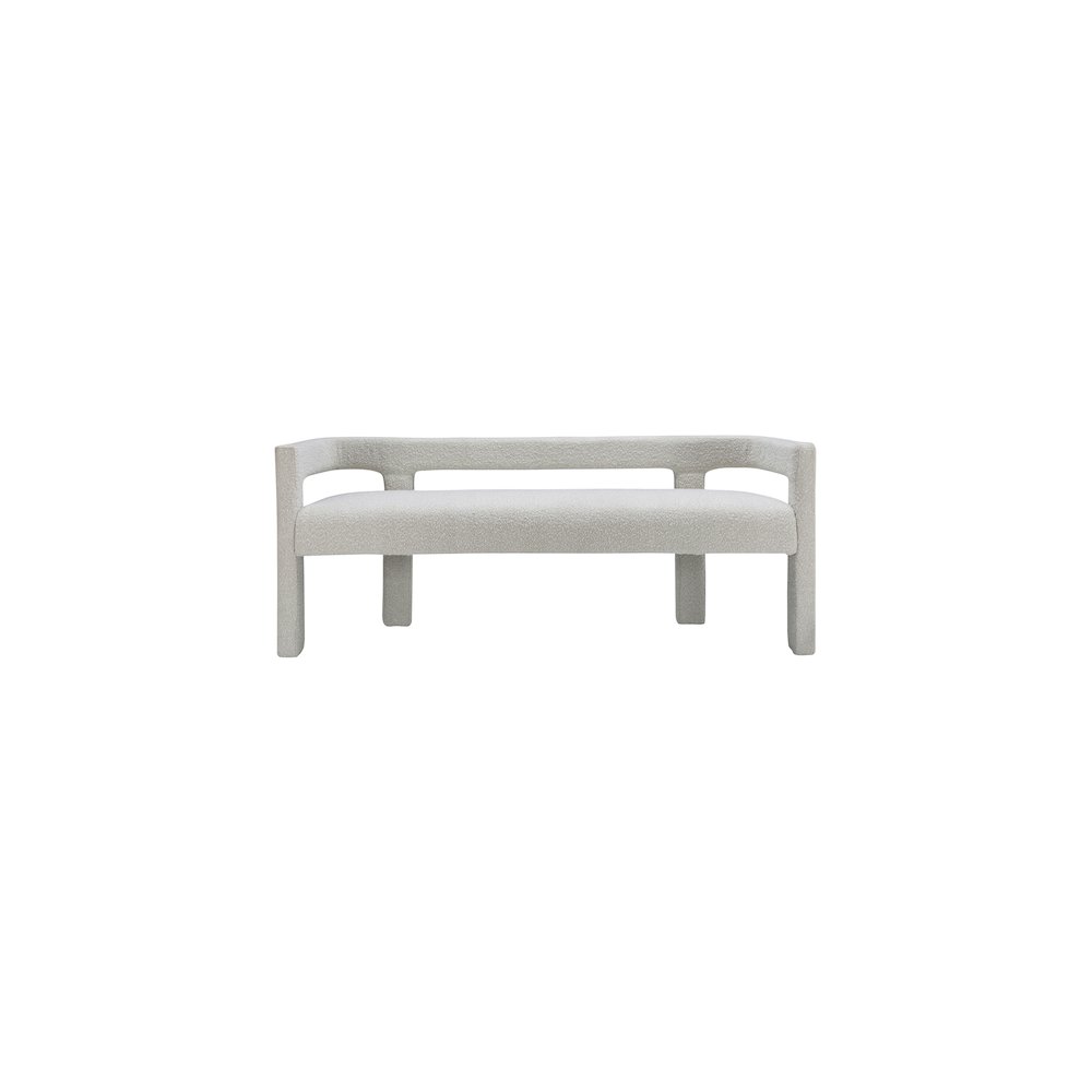 Athena Cream Boucle Fabric Bench. Picture 4