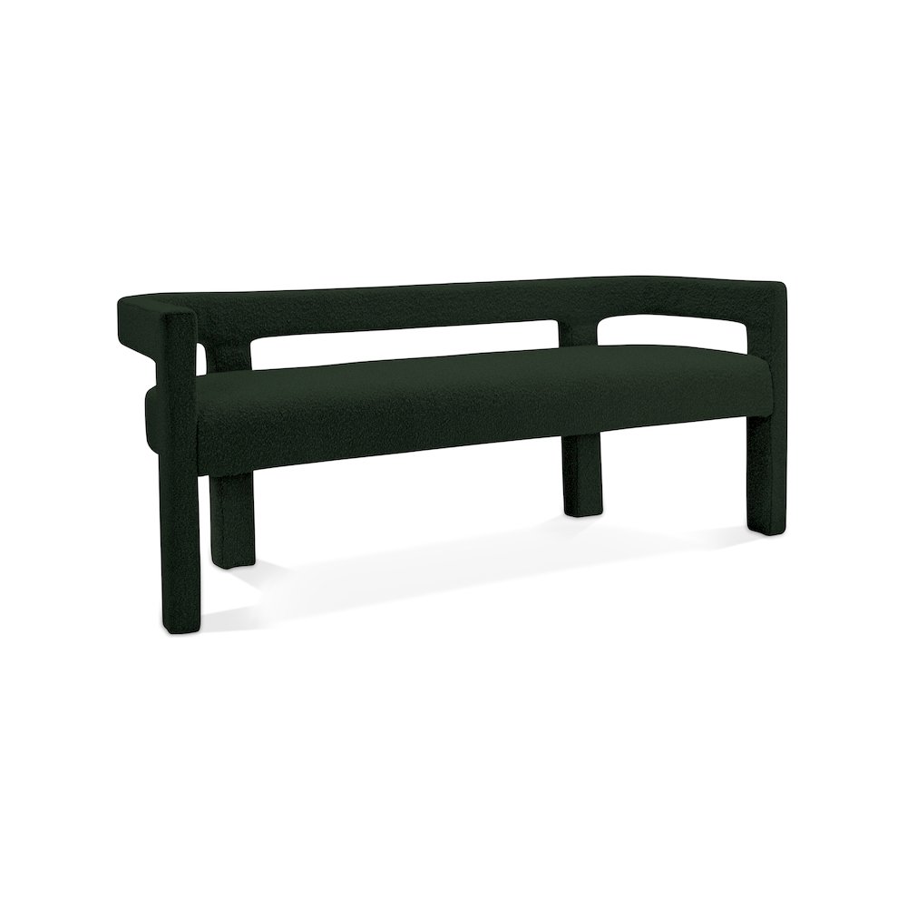 Athena Green Boucle Fabric Bench. Picture 1