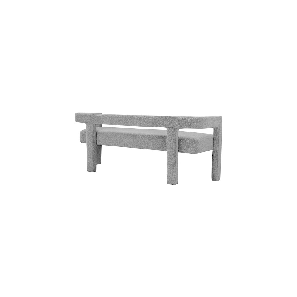 Athena Grey Boucle Fabric Bench. Picture 2