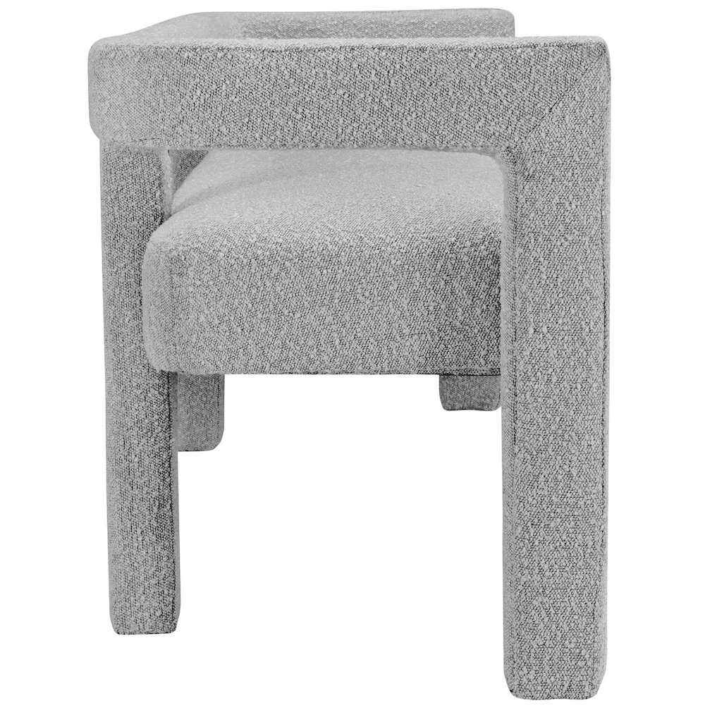 Athena Grey Boucle Fabric Bench. Picture 3