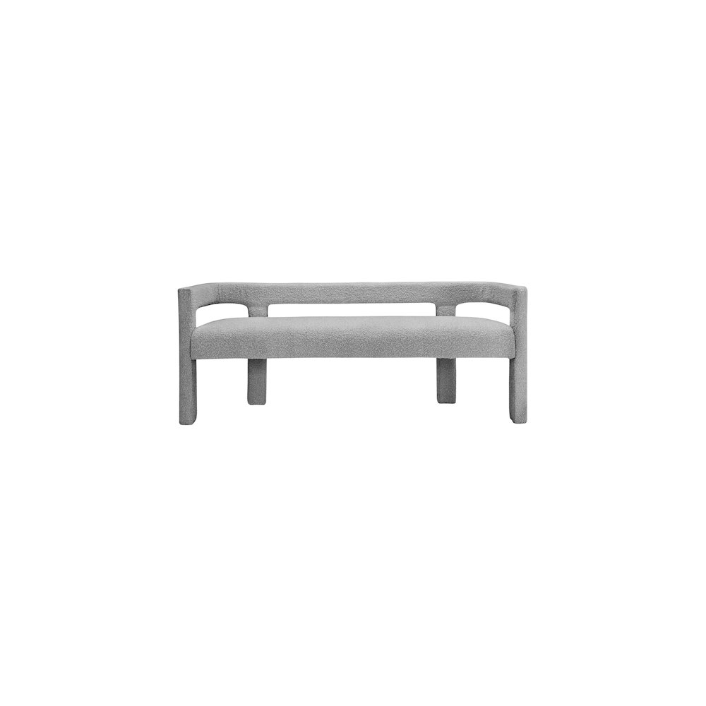 Athena Grey Boucle Fabric Bench. Picture 4