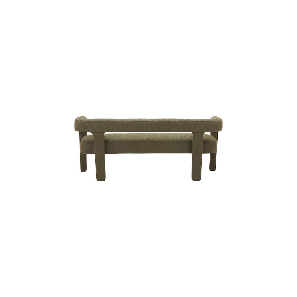Athena Olive Green Boucle Fabric Bench. Picture 2