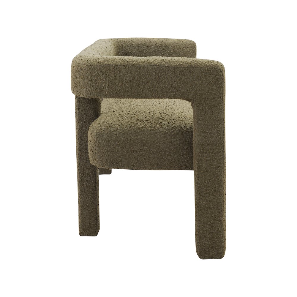 Athena Olive Green Boucle Fabric Bench. Picture 3