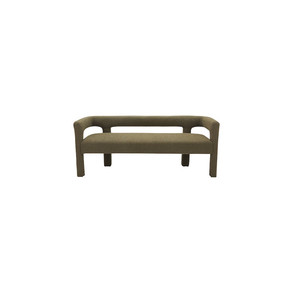 Athena Olive Green Boucle Fabric Bench. Picture 4