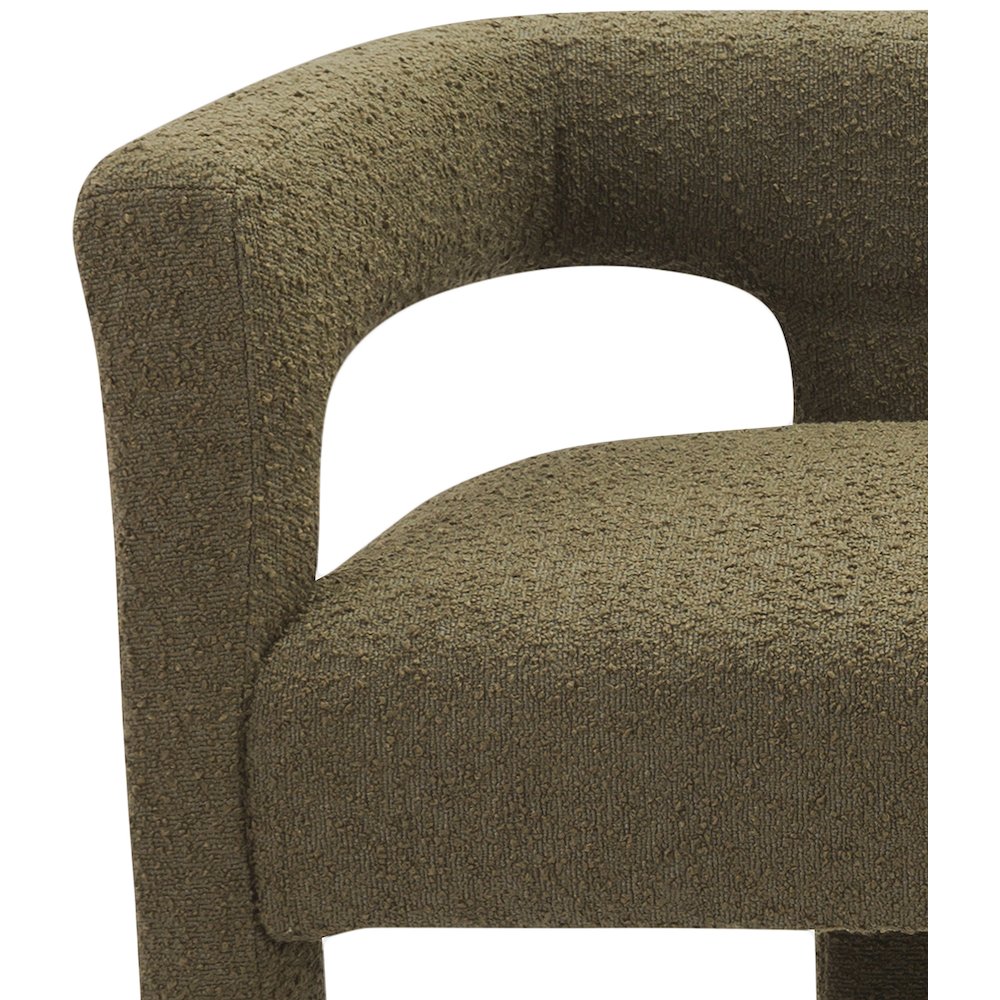 Athena Olive Green Boucle Fabric Bench. Picture 5