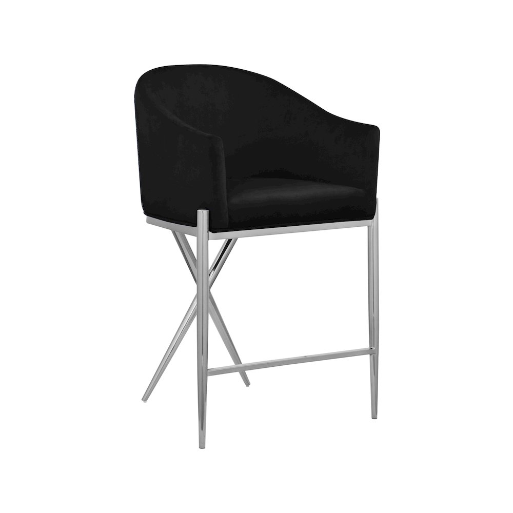 Xavier Black Velvet Counter Stool. Picture 1
