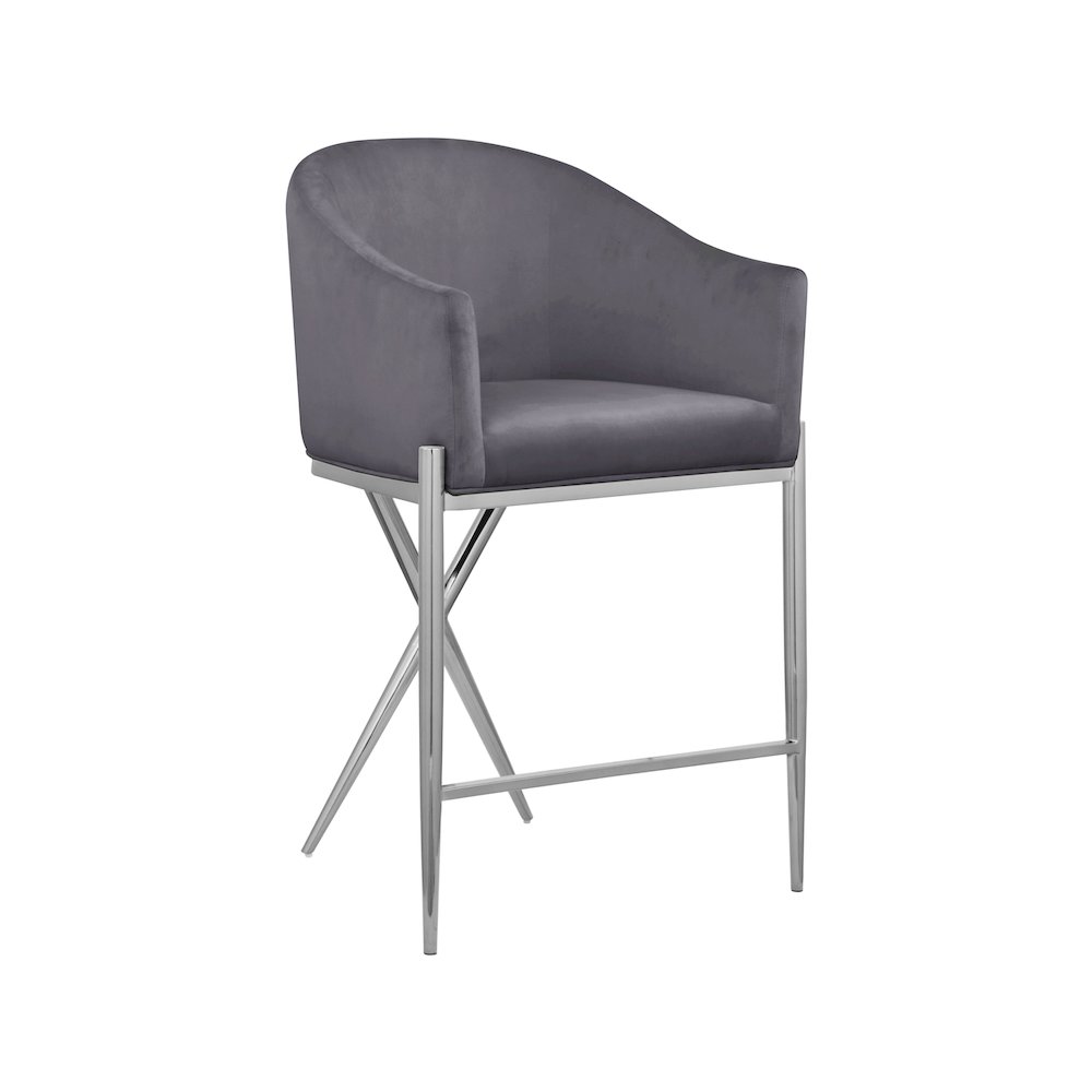Xavier Grey Velvet Counter Stool. Picture 1