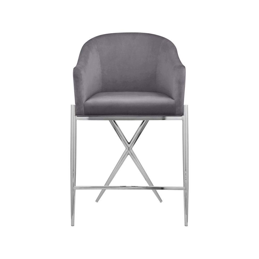 Xavier Grey Velvet Counter Stool. Picture 3