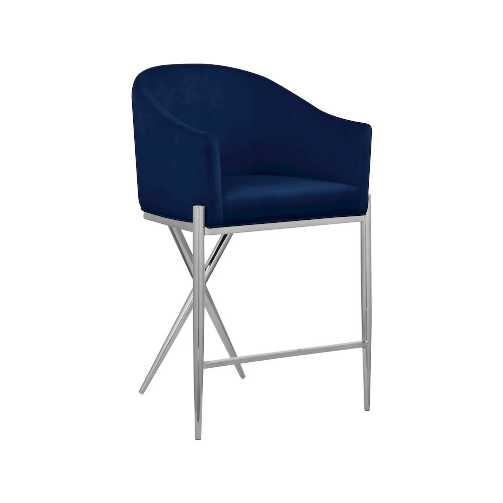 Xavier Navy Velvet Counter Stool. Picture 1
