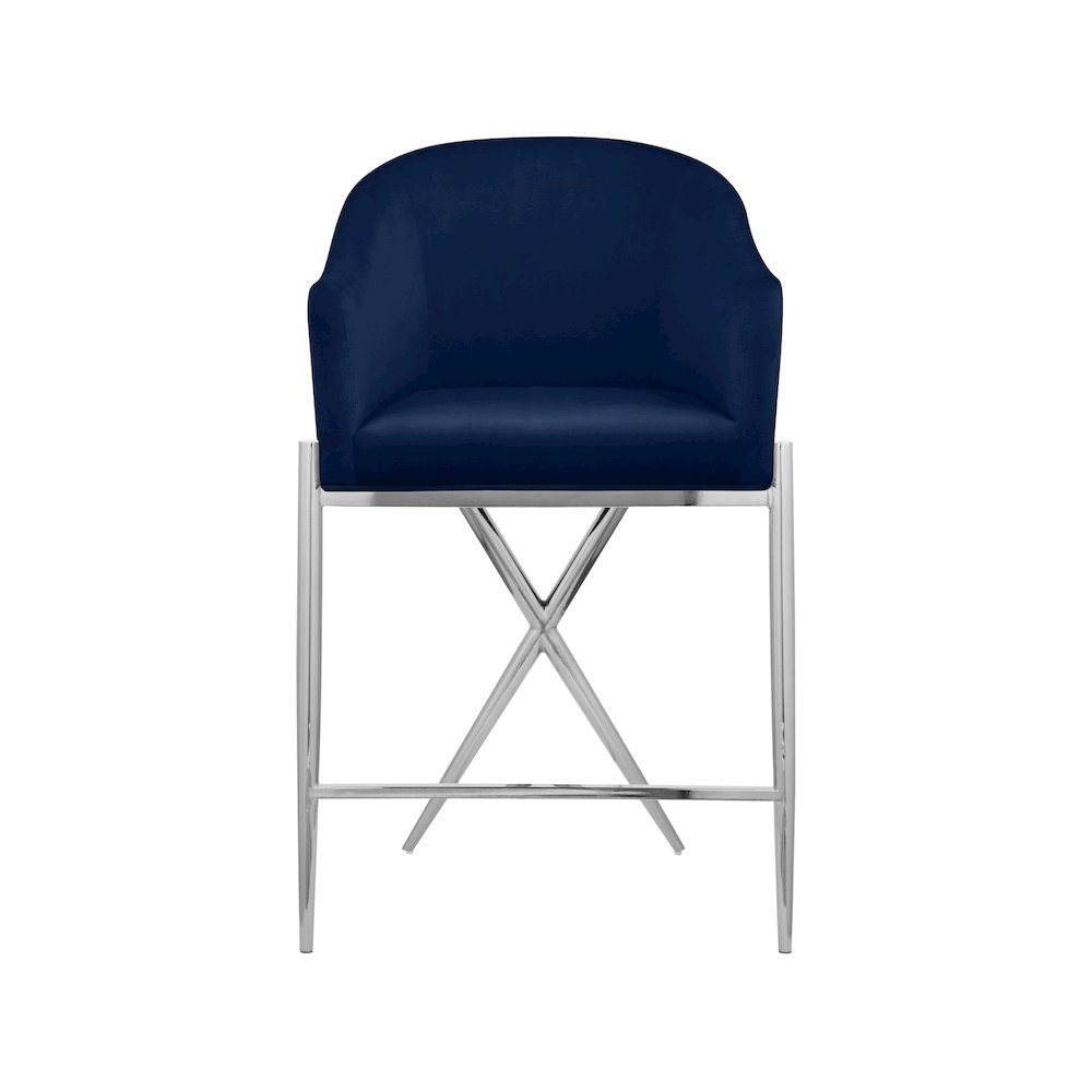 Xavier Navy Velvet Counter Stool. Picture 3