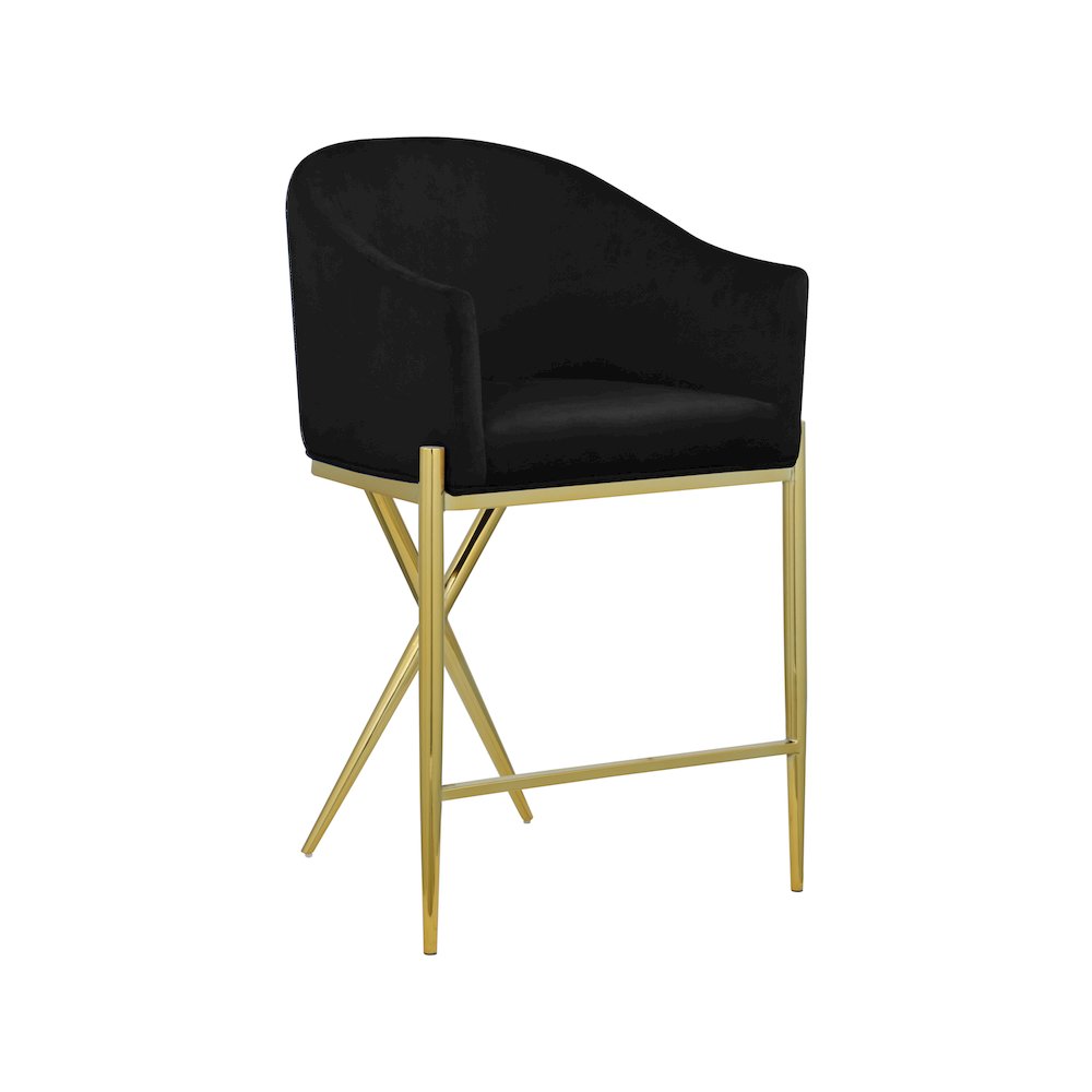 Xavier Black Velvet Counter Stool. Picture 1