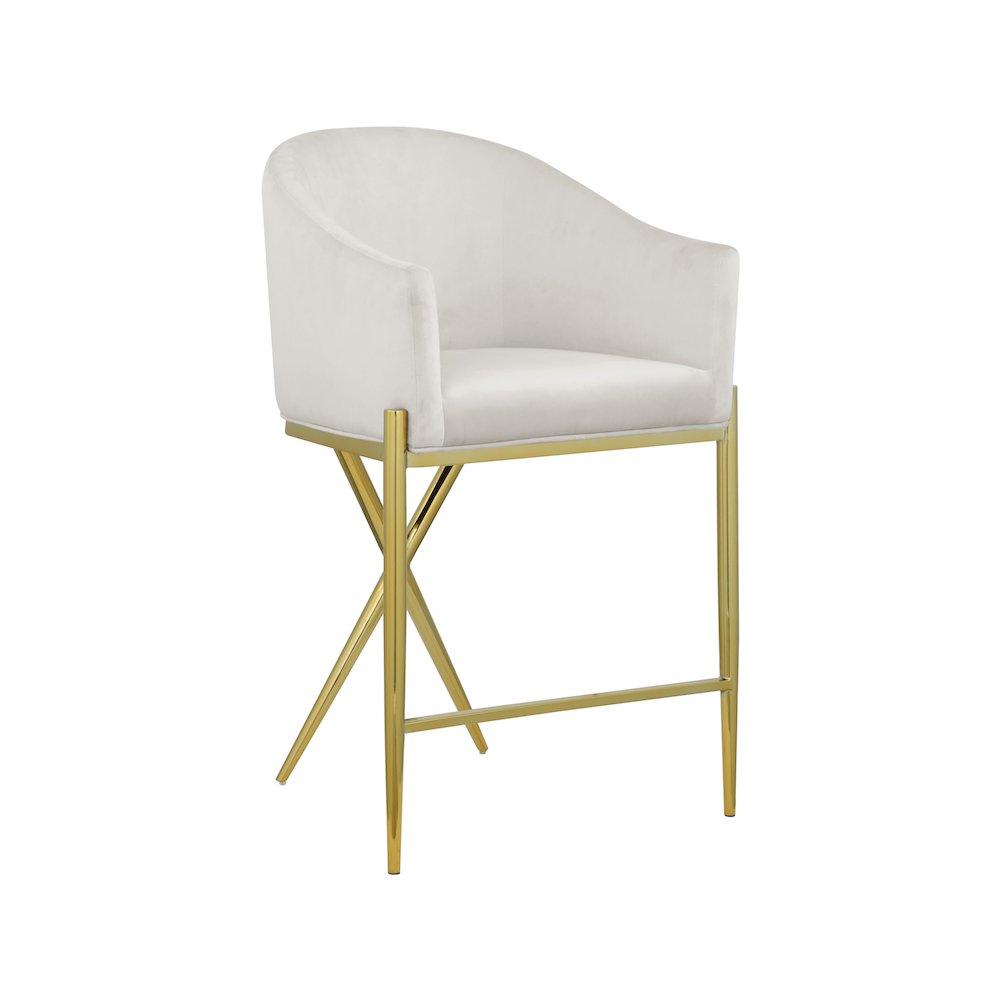 Xavier Cream Velvet Counter Stool. Picture 1