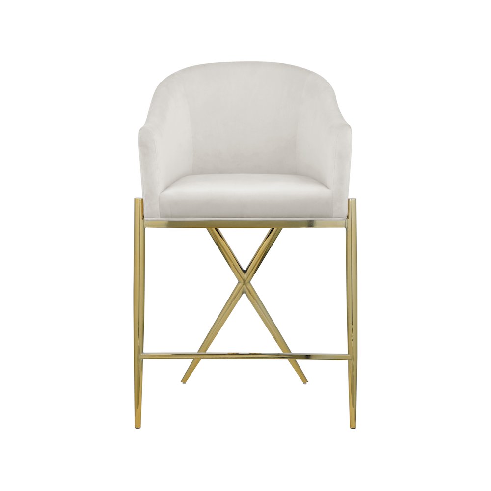 Xavier Cream Velvet Counter Stool. Picture 3