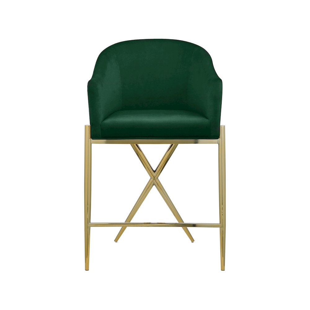 Xavier Green Velvet Counter Stool. Picture 3
