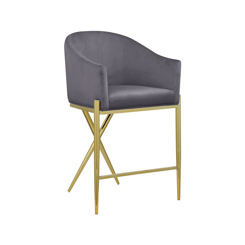 Xavier Grey Velvet Counter Stool. Picture 1