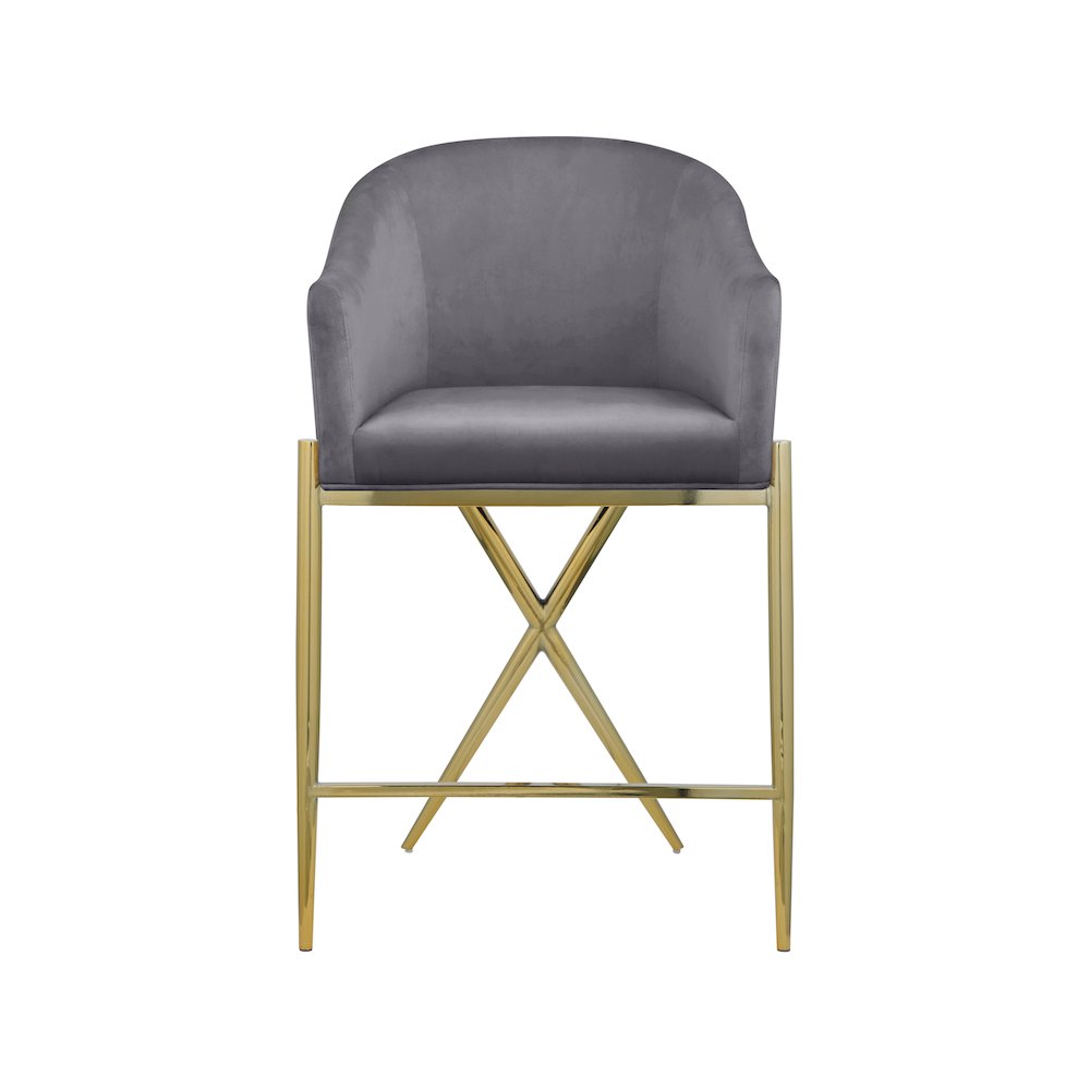 Xavier Grey Velvet Counter Stool. Picture 3
