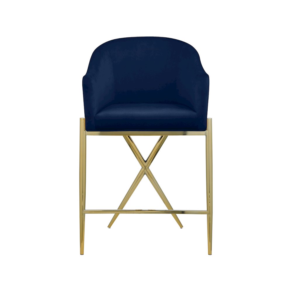Xavier Navy Velvet Counter Stool. Picture 3