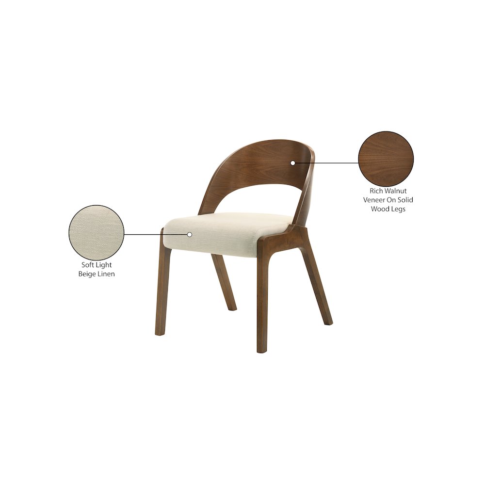 Woodson Beige Linen Textured Fabric Dining Chair, Set of 2. Picture 7