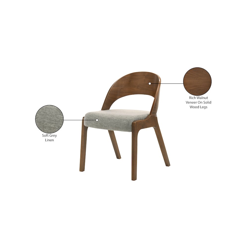 Woodson Grey Linen Textured Fabric Dining Chair, Set of 2. Picture 7