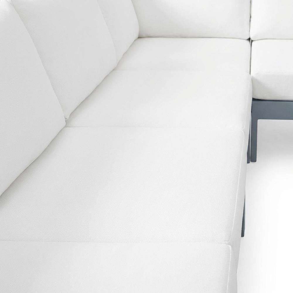 White Fabric Outdoor Patio Modular Sectional For Contemporary Style Comfort. Picture 5