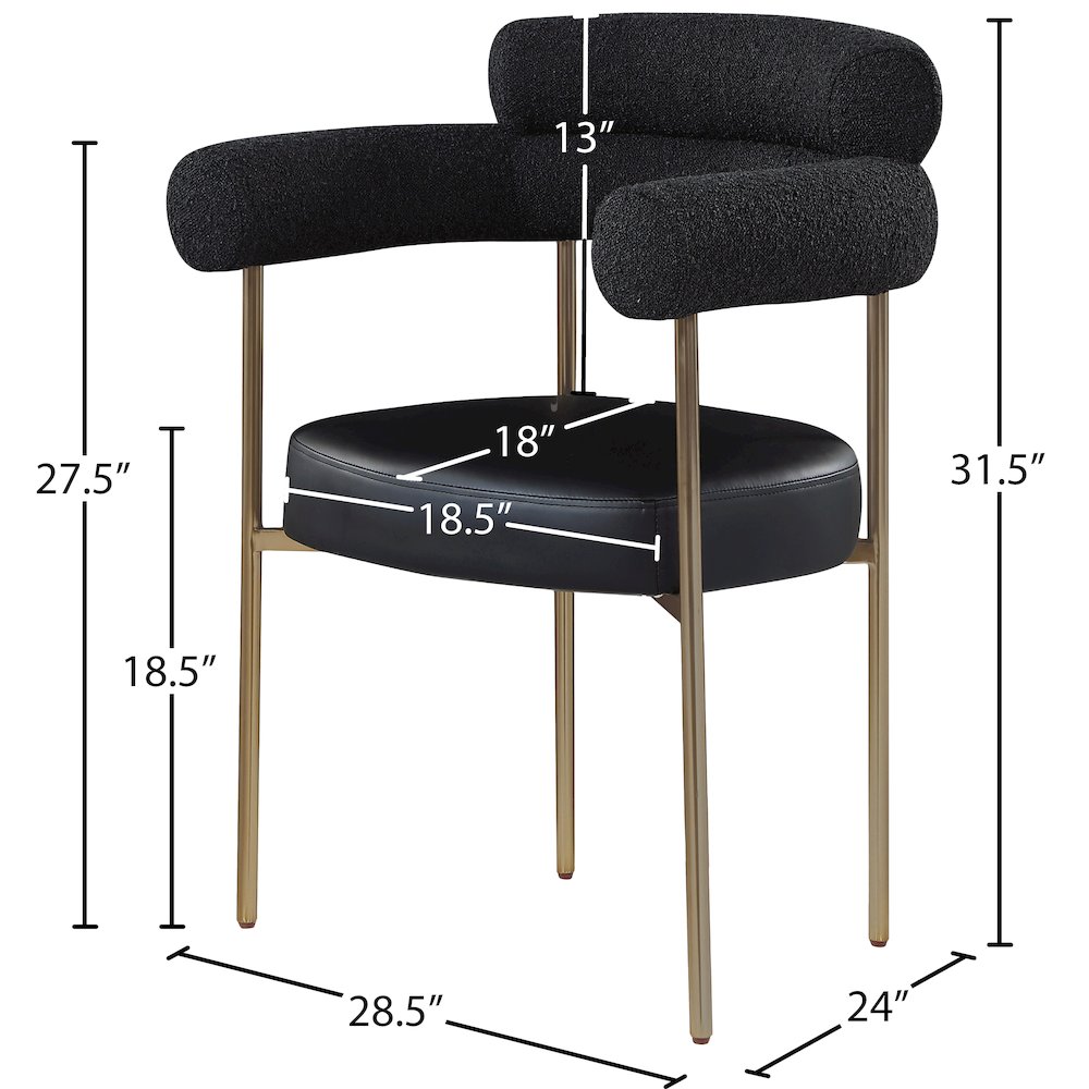 Blake Black Vegan Leather / Boucle Fabric Dining Chair, Set of 2. Picture 7