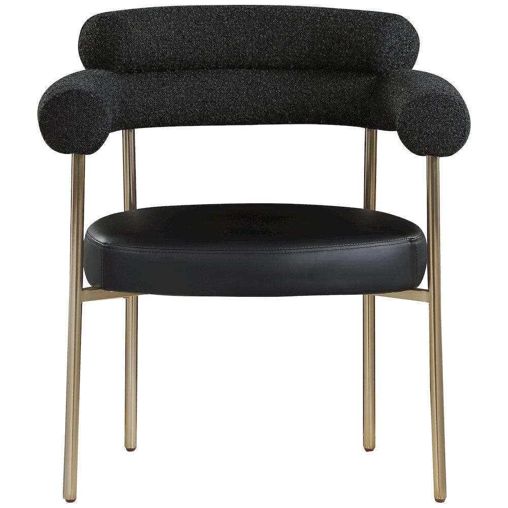 Blake Black Vegan Leather / Boucle Fabric Dining Chair, Set of 2. Picture 3